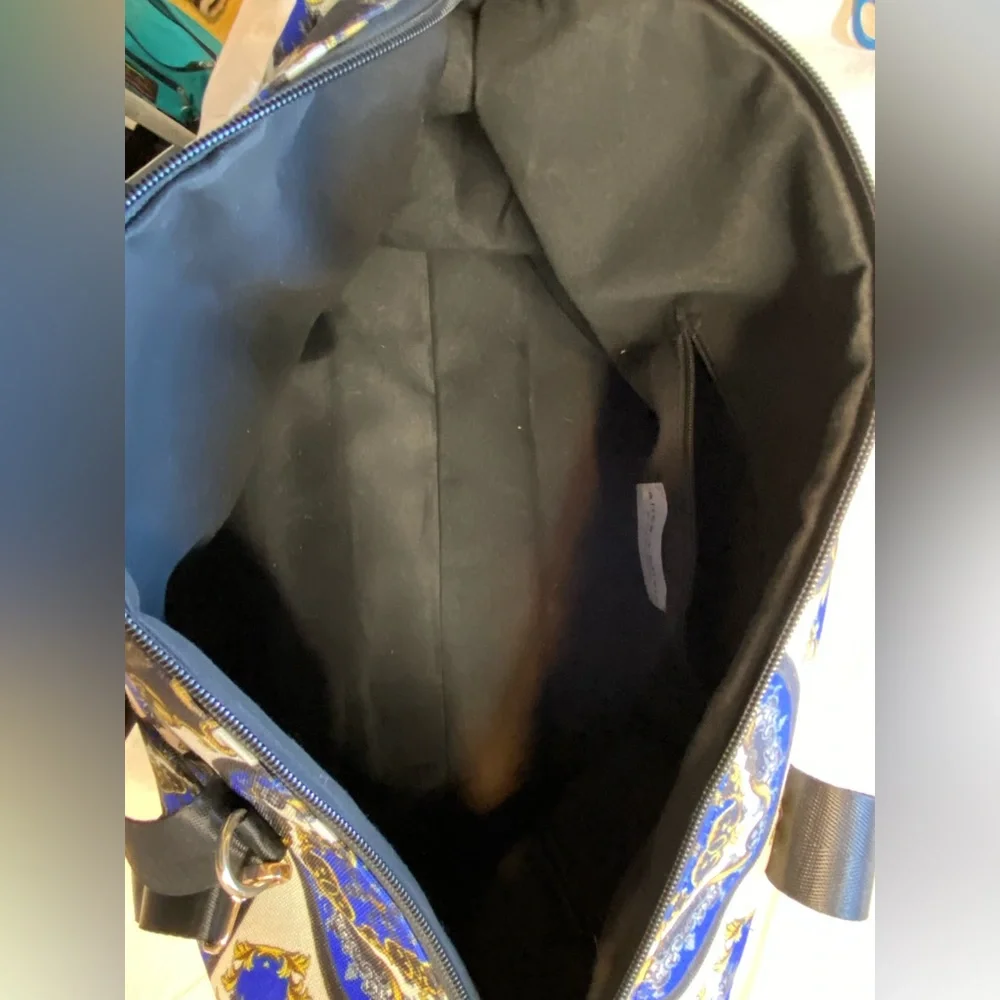 Alice + Olivia Weekender Duffle Gaudy Blue and Gold Design Women's Weekender Bag - Picture 7 of 7